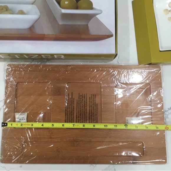 Tabletops Gallery 5 Pc Appetizer Ceramic Bamboo Tray NEW Serving Set Italian - Picture 6 of 10